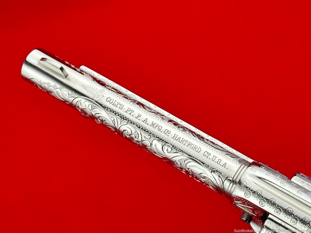 ANTIQUE 1897 Colt SAA 5 1/2" Nickel 45LC |*MASTER ENGRAVED & GENUINE STAGS*-img-15