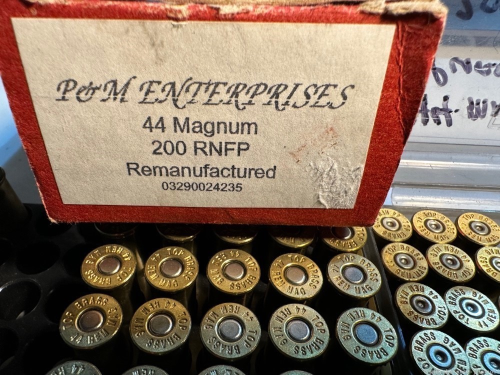 64 rounds of 44 Rem Remington Mag LRN and HP ammo and 17 spent brass cases-img-2