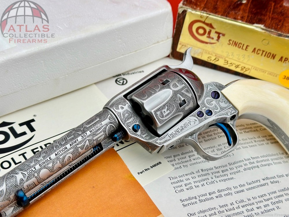 COLT SAA 357 MAG 7.5" FRENCH GREY|KELLY LASTER CATTLE-BRAND MASTER ENGRAVED-img-0