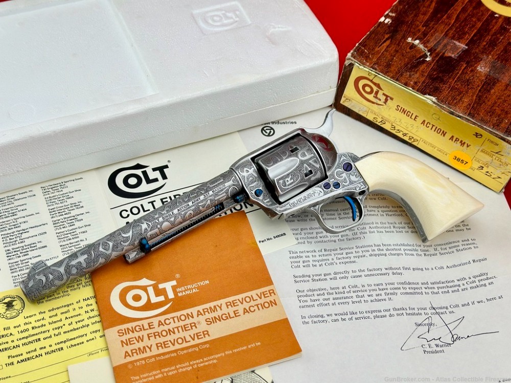 COLT SAA 357 MAG 7.5" FRENCH GREY|KELLY LASTER CATTLE-BRAND MASTER ENGRAVED-img-2