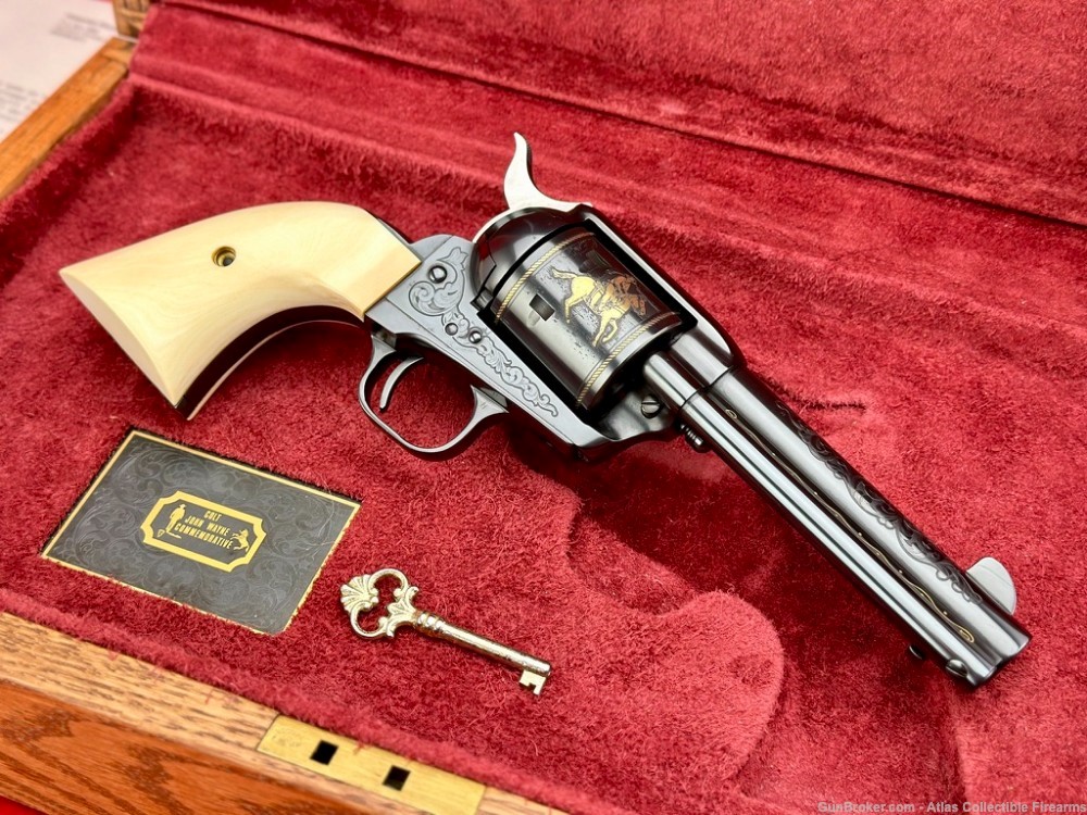 JOHN WAYNE Colt SAA 45 Colt 4.75" Royal Blue *FACTORY ENGRAVED & IVORY* NIB-img-5