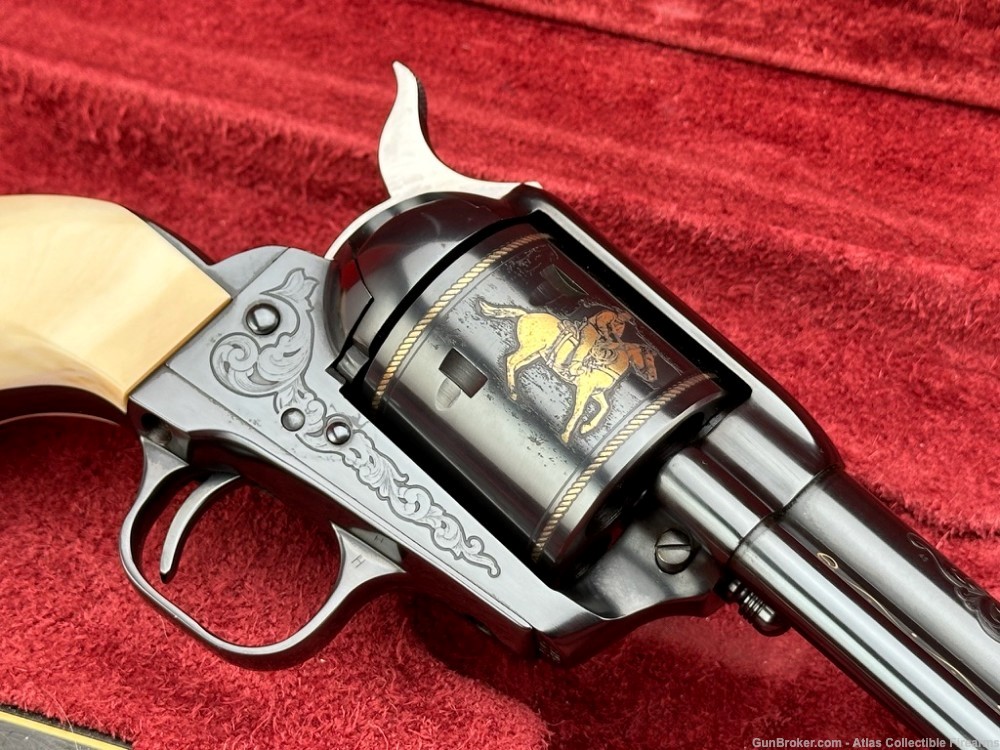 JOHN WAYNE Colt SAA 45 Colt 4.75" Royal Blue *FACTORY ENGRAVED & IVORY* NIB-img-7