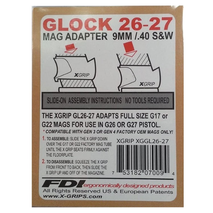 X-GRIP Magazine Adapter for Glock 26/27 Full Size (GL26-27)-img-4