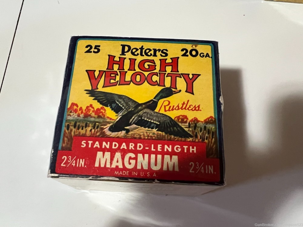 FULL VERY CLEAN PETERS 20 GA RED BAND MAGNUM BOX 6 SHOT 2-3/4 INCH-img-1