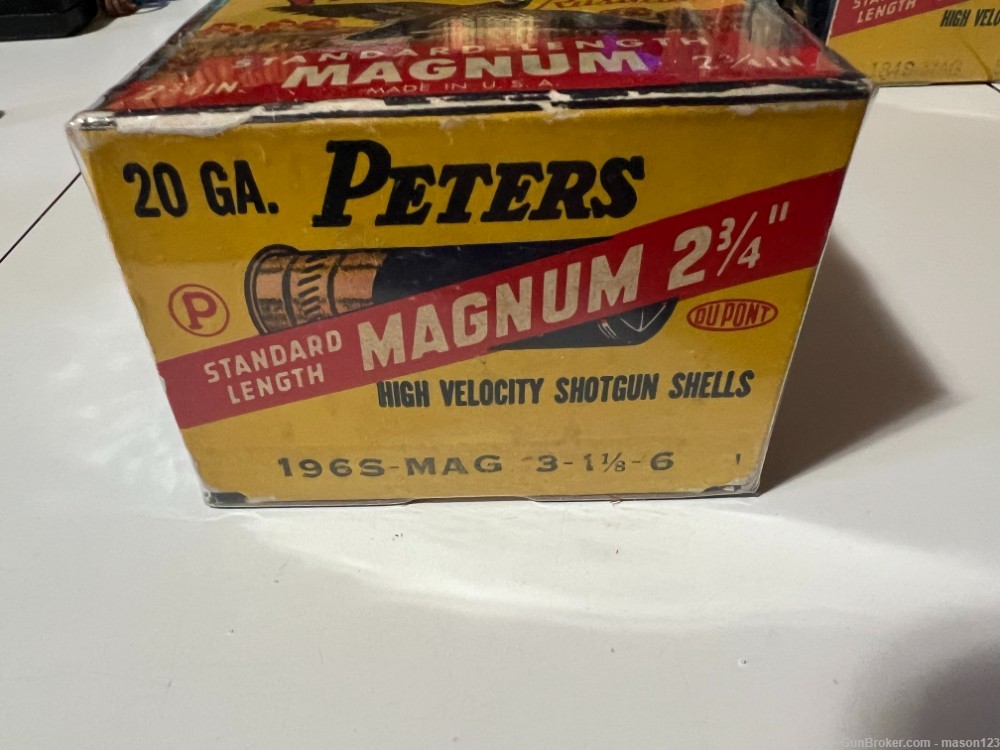 FULL VERY CLEAN PETERS 20 GA RED BAND MAGNUM BOX 6 SHOT 2-3/4 INCH-img-2