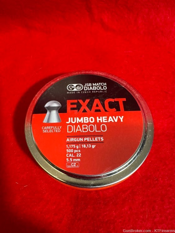 JSB Match Diabolo Exact Jumbo Heavy .22 Cal, 18.13 Grains, Domed, 500ct-img-0