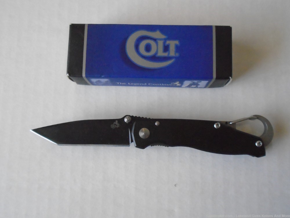 NIB COLT CT358 BLACK FOLDING TACTICAL KNIFE W/CARABINER CLIP!-img-1