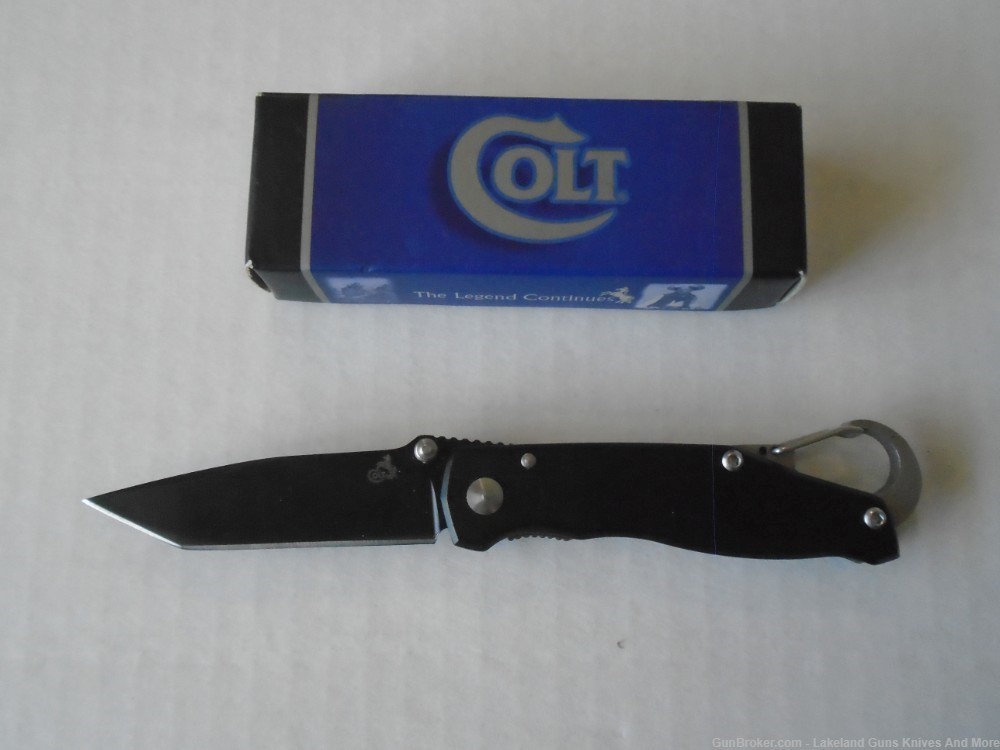 NIB COLT CT358 BLACK FOLDING TACTICAL KNIFE W/CARABINER CLIP!-img-2