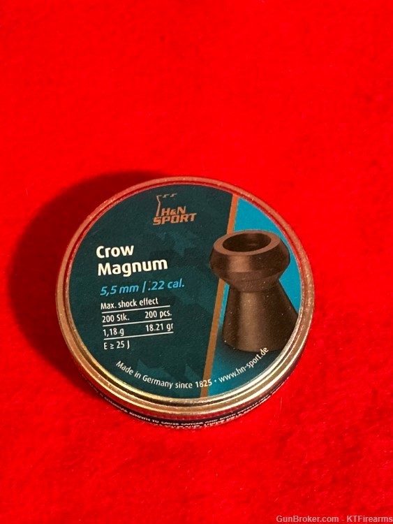 H&N Crow magnum .22 cal Hollowpoint airgun pellets 18.21 gr 200 ct-img-0