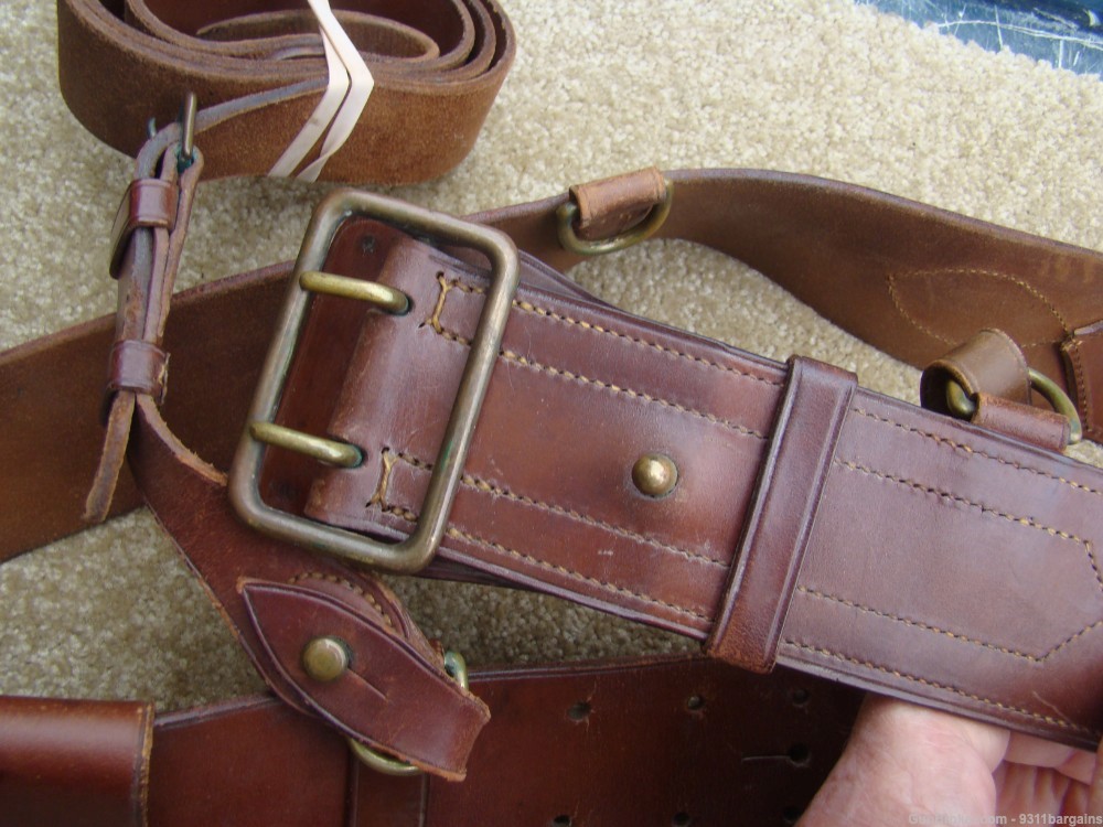 Excellent U.S. Army Sam Browne double back strap belt 1911 attachers 1922-img-9