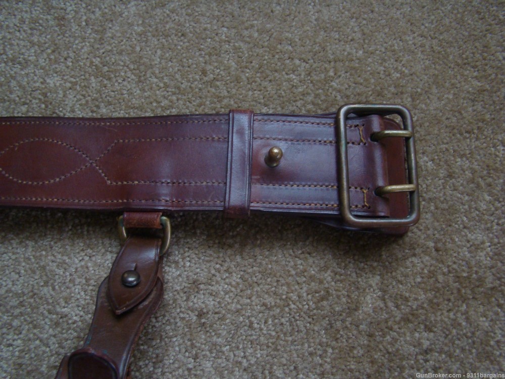 Excellent U.S. Army Sam Browne double back strap belt 1911 attachers 1922-img-4
