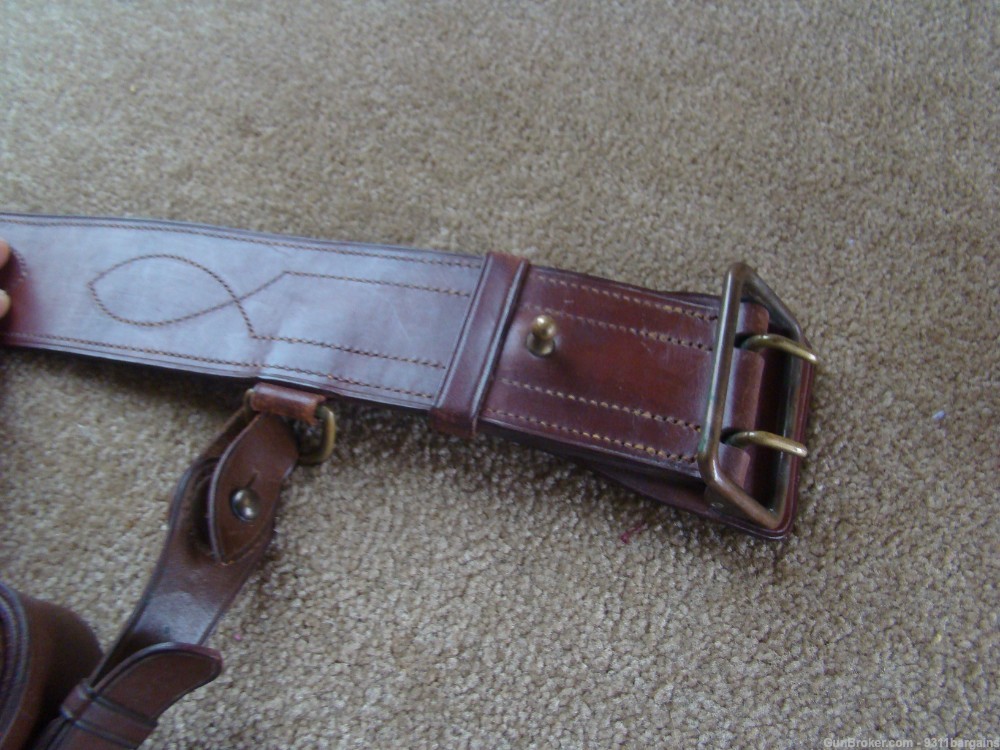 Excellent U.S. Army Sam Browne double back strap belt 1911 attachers 1922-img-5