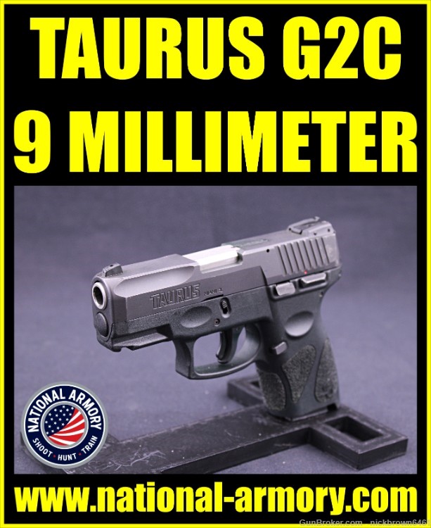 TAURUS G2C 9MM 3.2" STAINLESS BBL 12 RD GREEN FRAME MANUAL SAFETY-img-0