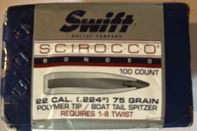 Swift Scirrroco .224 75 grain bullets-img-1