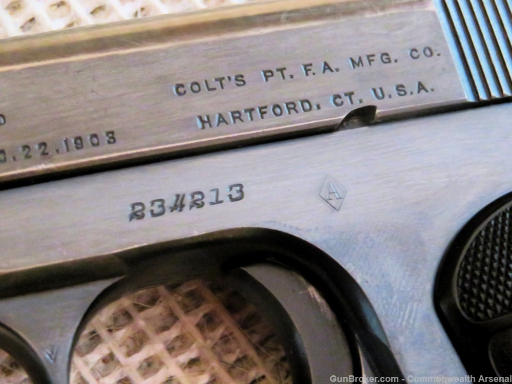 Scarce WW1 Belgian Contract Colt 1903 .32 Pocket Hammerless Pistol Rig 1916-img-16