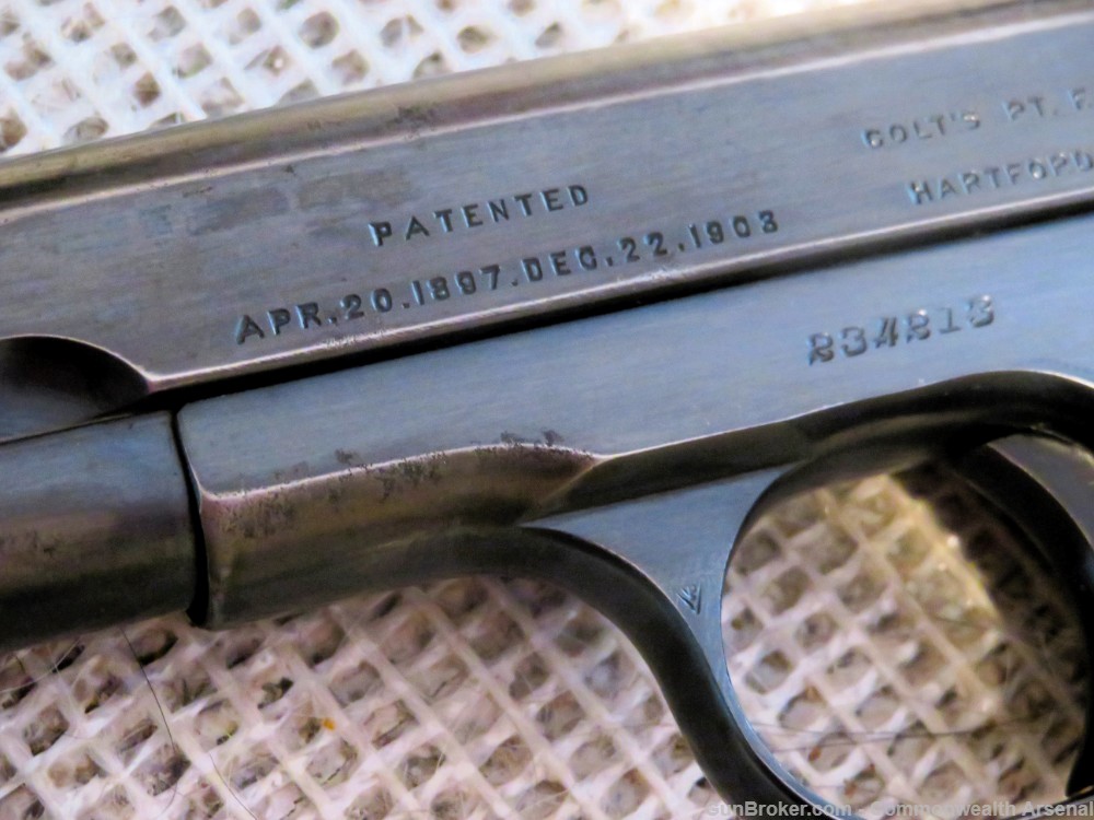 Scarce WW1 Belgian Contract Colt 1903 .32 Pocket Hammerless Pistol Rig 1916-img-15