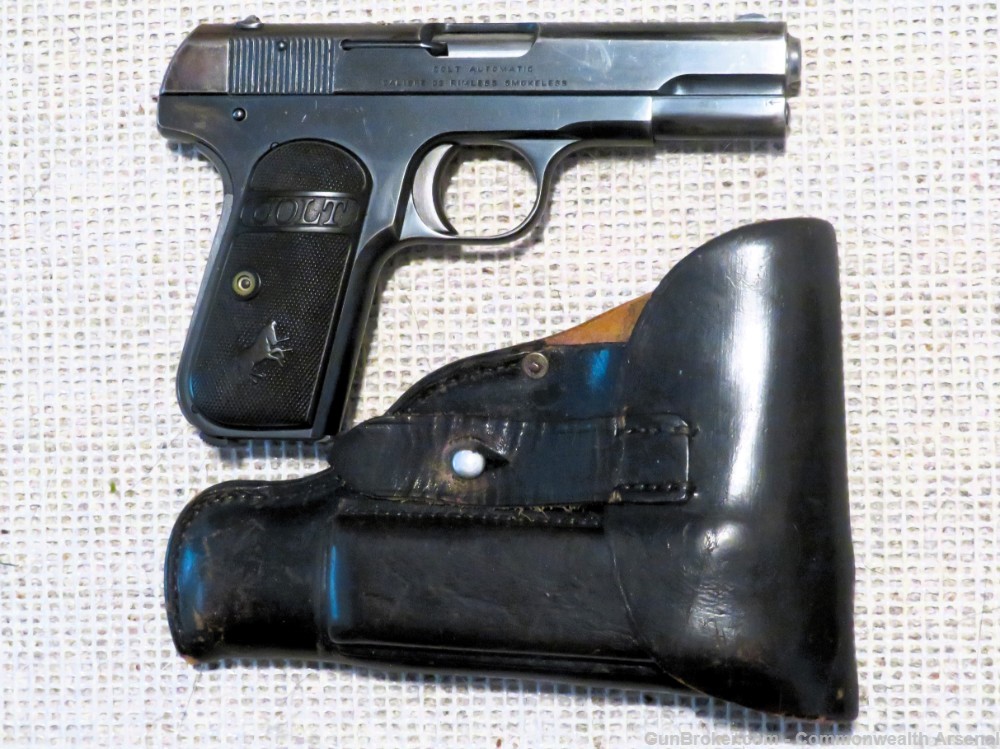 Scarce WW1 Belgian Contract Colt 1903 .32 Pocket Hammerless Pistol Rig 1916-img-0
