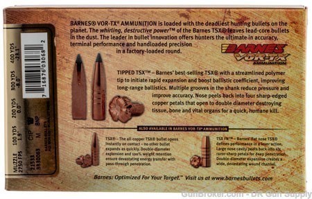 BARNES AMMO 30-06 SPRINGFIELD 180GR VOR-TX 200 ROUNDS 21533 NO CREDIT FEES -img-2