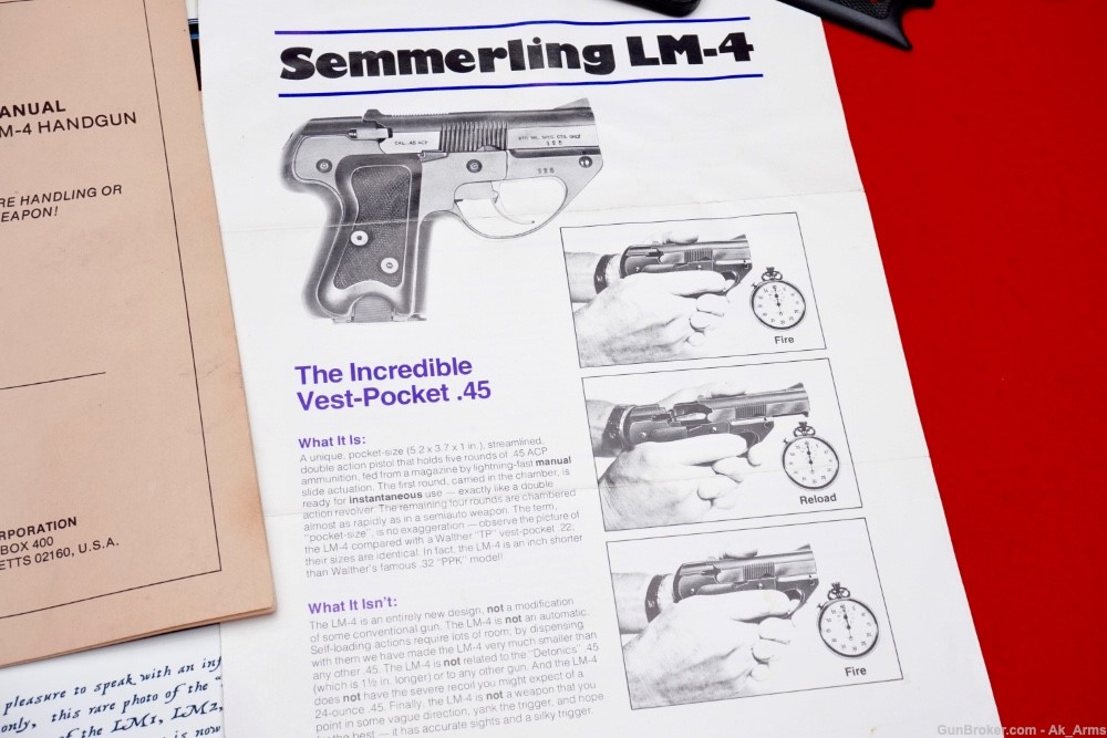 ULTRA RARE Semmerling Corp LM-4 .45ACP Derringer Pistol 1979-1982-img-23
