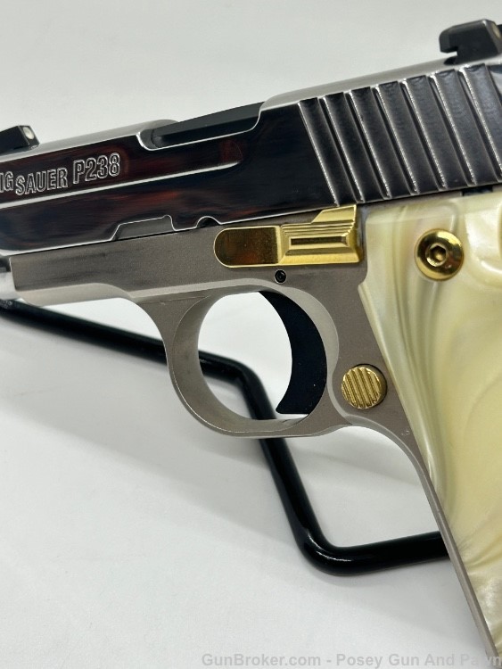 Nice SIG Sauer P238 380 Acp SS Pearl Gold Accents 238380TUX 238 Polished-img-2