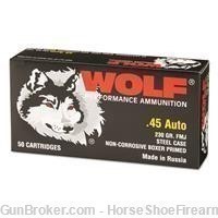 Wolf Steel Case .45 ACP 50rd 230gr FMJ New in Box 45WFMJ-img-0