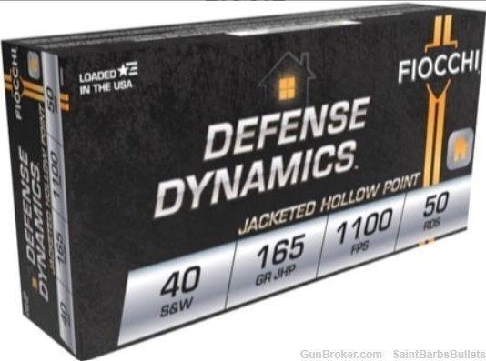 Fiocchi Defense Dynamics .40 S&W 165gr. JHP - 50 Rounds-img-0