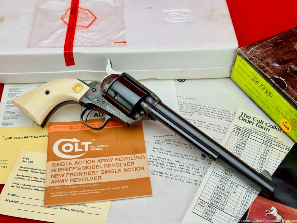 1984 Colt SAA "HORSE PISTOL" 44-40 Royal Blue 7.5" |*FACTORY IVORY GRIPS*|-img-6