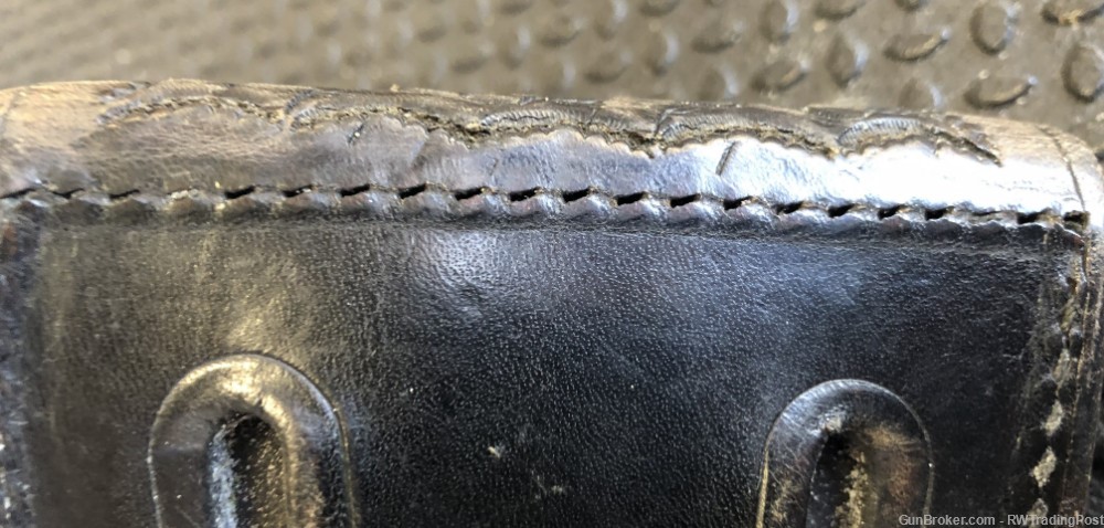 Vintage Bucheimer Black Leather Basket Weave Police Belt Hand Cuff Pouch-img-4