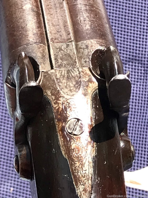 Circa 1860s E. Allen & Co Makers Damascus Double Barreled 12 G Shotgun-img-1