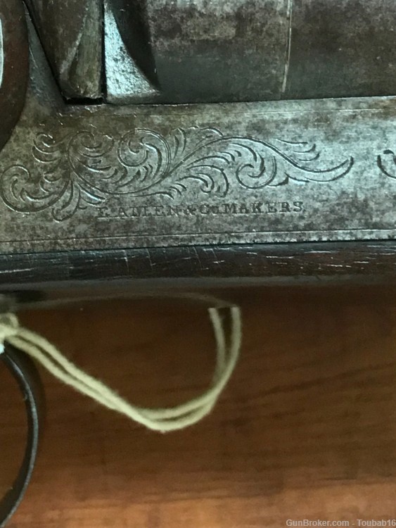 Circa 1860s E. Allen & Co Makers Damascus Double Barreled 12 G Shotgun-img-4