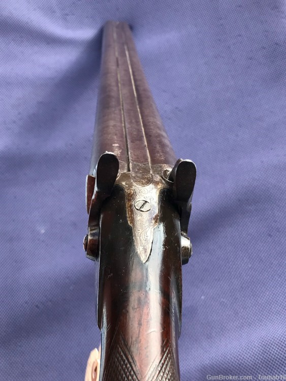 Circa 1860s E. Allen & Co Makers Damascus Double Barreled 12 G Shotgun-img-2