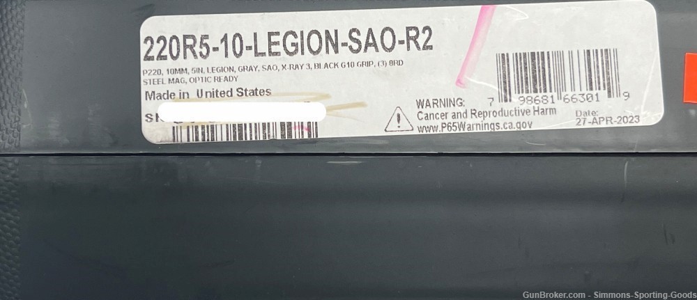 Sig Sauer (P220) (220R5-10-LEGION-SAO-R2) 5" 10mm 8Rd Pistol - Black-img-4