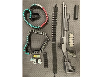 Remington 870 Blackhawk edition, fully loaded with accessories and ammo