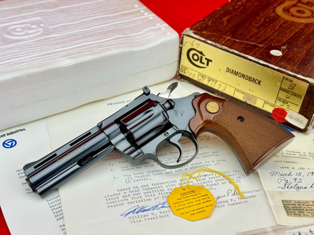 HOLY GRAIL Factory .22 Magnum Colt Diamondback 4" Blue - TONS OF PAPERWORK-img-2
