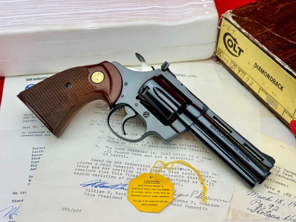 HOLY GRAIL Factory .22 Magnum Colt Diamondback 4" Blue - TONS OF PAPERWORK-img-6