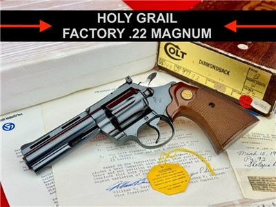 HOLY GRAIL Factory .22 Magnum Colt Diamondback 4" Blue - TONS OF PAPERWORK