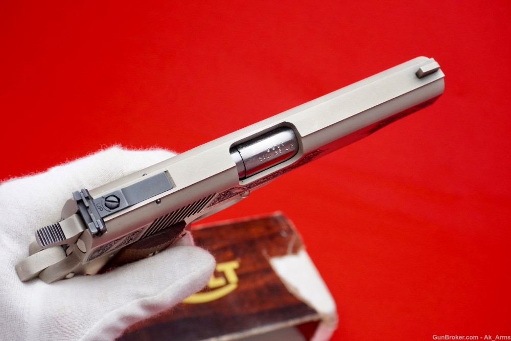 1983 Colt Ace 1911 .22LR 5" E-Nickel *STUNNING FLORAL ENGRAVING*-img-12
