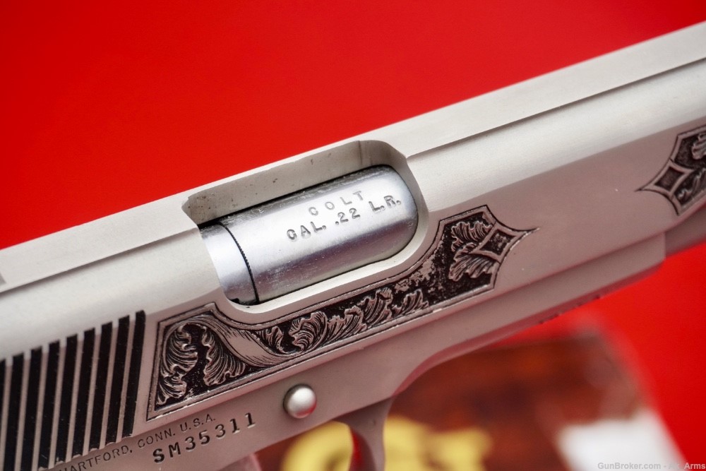 1983 Colt Ace 1911 .22LR 5" E-Nickel *STUNNING FLORAL ENGRAVING*-img-13