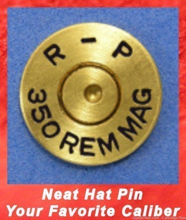 Remington R-P 350 REM-MAG  Magnum Cartridge Hat Pin  Tie Tac  Ammo Bullet-img-0