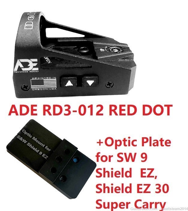 ADE RED DOT +Optic Mount Plate for SW MP 9 Shield EZ/ 30 Super Carry Pistol-img-0