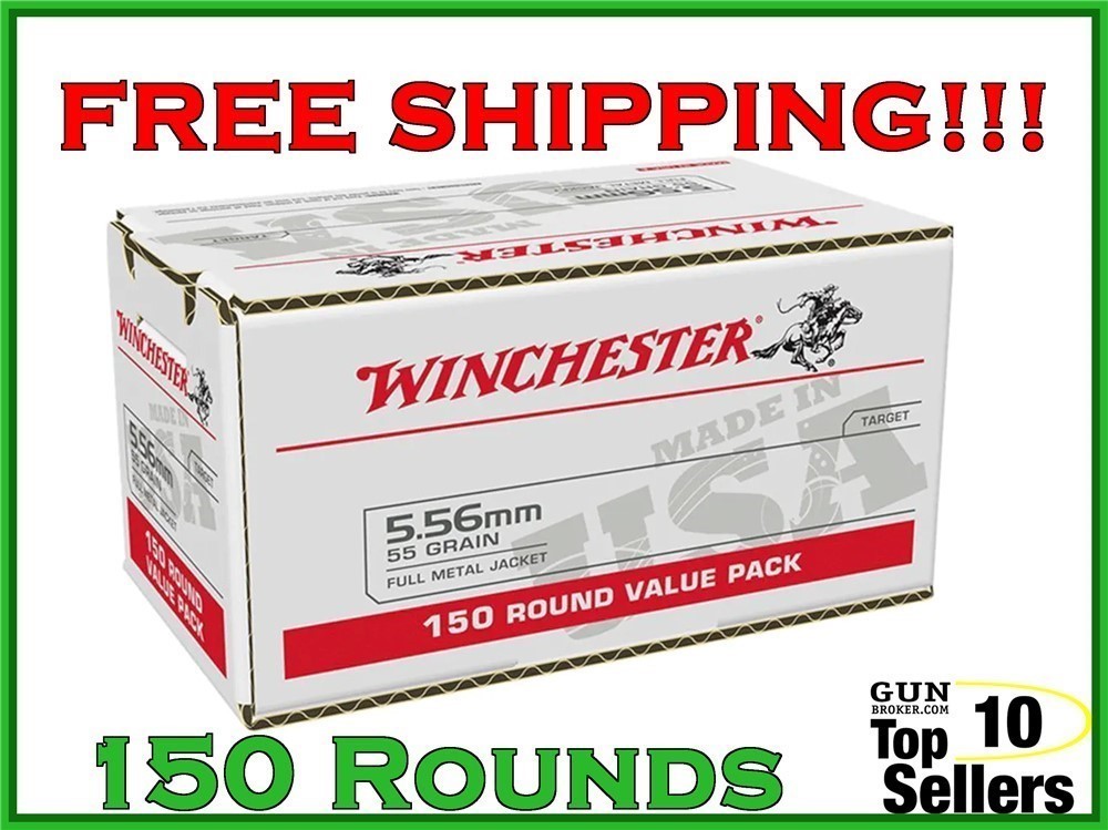 Winchester 5.56 Ammo M193 55GR FMJ WM193150 150 ROUNDS -img-0
