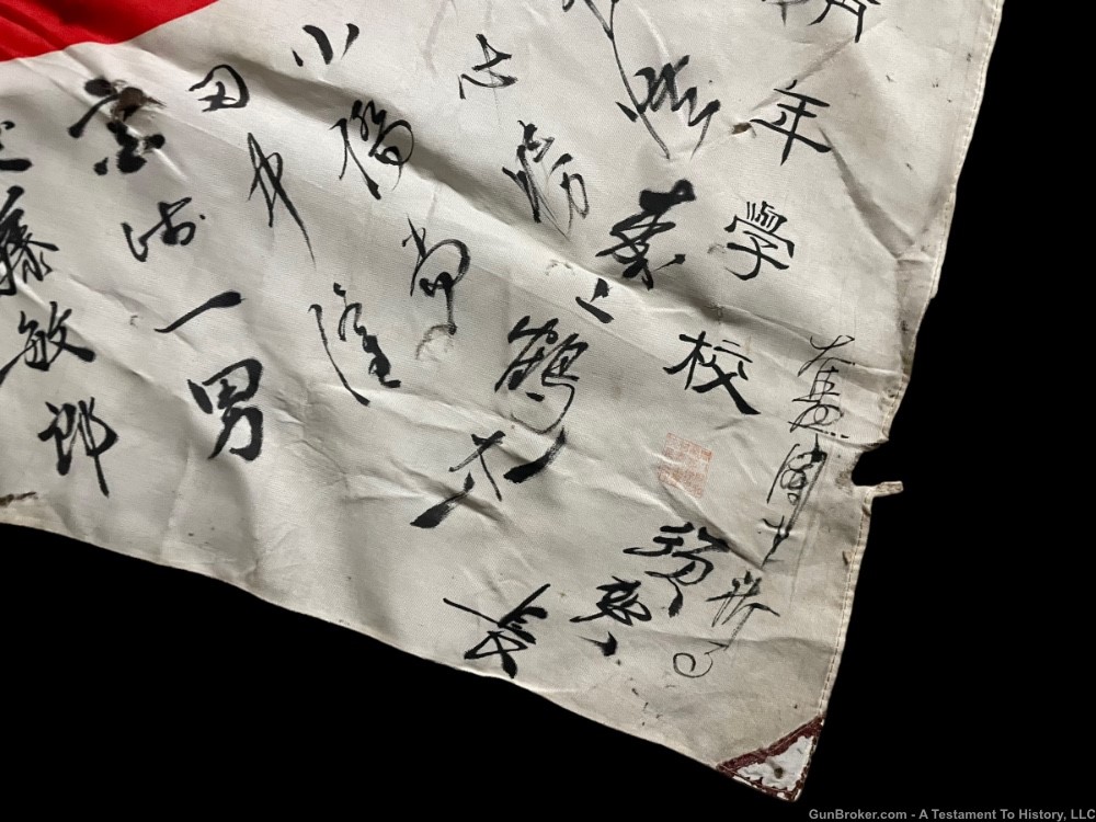 WWII JAPANESE- BANZAI SIGNED FLAG- FULL OF SIGNATURES- WW2 GI BRING BACK-img-7