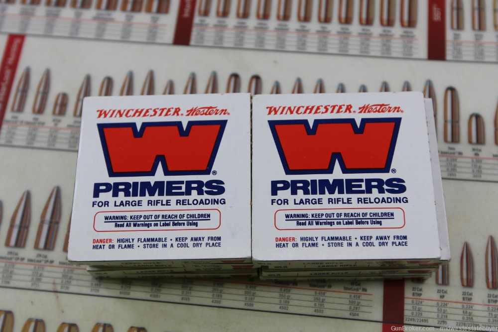 Winchester WLR Large Rifle 800 Primers No. 8 1/2-120 8 Trays Reloading .99-img-0