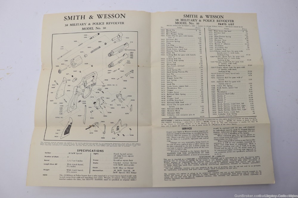 SMITH & WESSON MODEL 10 FACTORY .38 SPECIAL ORIGINAL BOX AND PAPERS -img-8