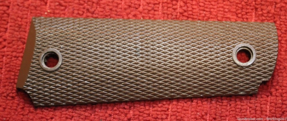 Brown Plastic Full Checkered 1911 Full Size Grip.  LEFT SIDE ONLY. -img-2