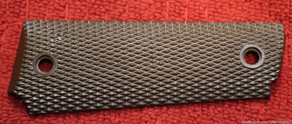 Brown Plastic Full Checkered 1911 Full Size Grip.  LEFT SIDE ONLY-img-2