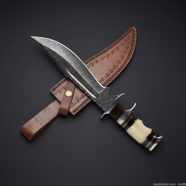 HANDMADE CUSTOM BOWIE KNIFE DAMASCUS STEEL 14.5 INCH QK76-img-1