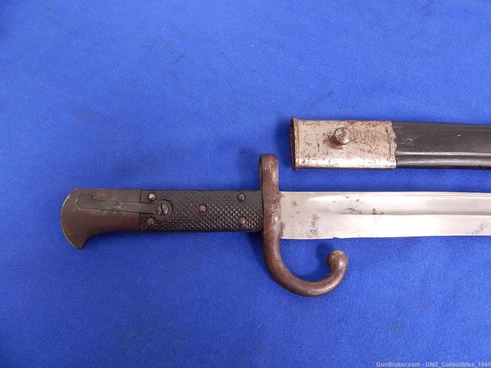 1870s Turkish Peabody Rifle Sword Bayonet with Scabbard-img-1