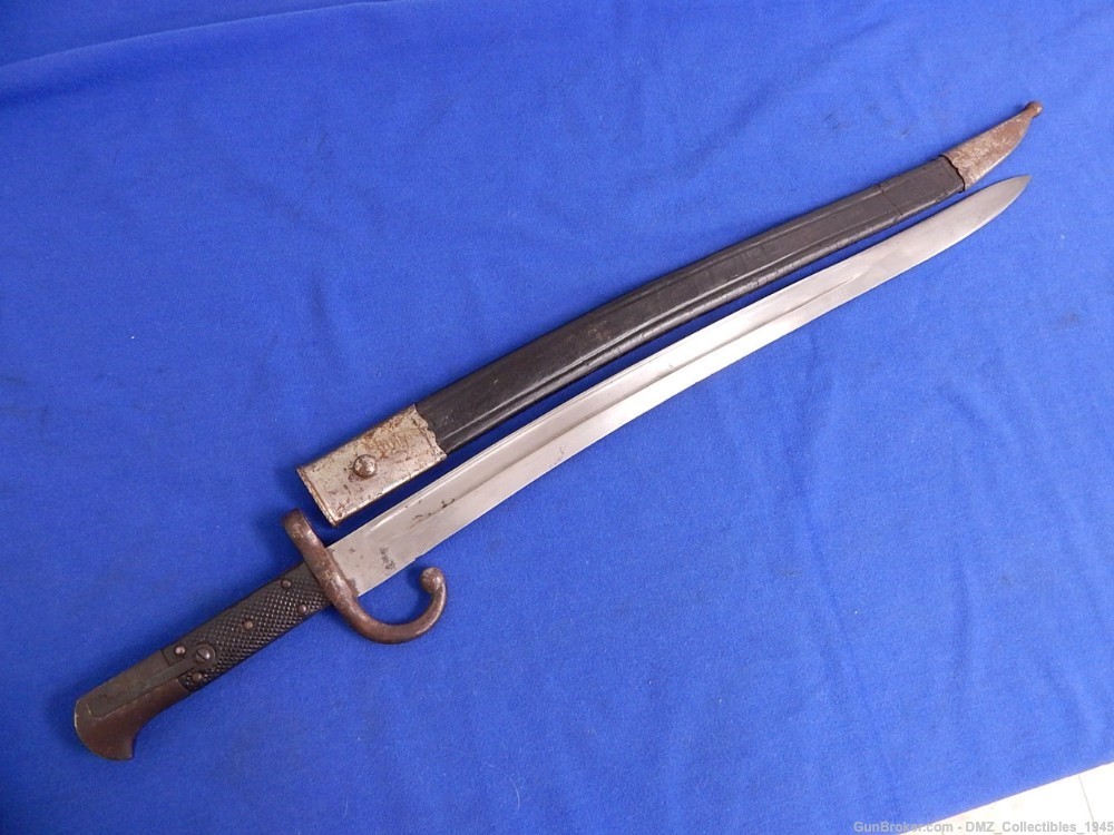 1870s Turkish Peabody Rifle Sword Bayonet with Scabbard-img-0