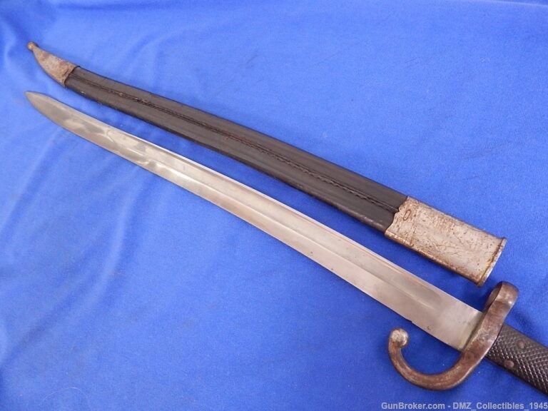 1870s Turkish Peabody Rifle Sword Bayonet with Scabbard-img-7